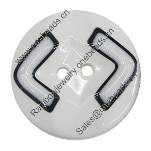 Resin Button, Costume Accessories, Flat Round 25mm in diameter, Hole:2mm, Sold by Bag 