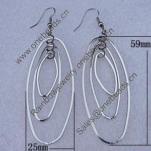 Fashional Earrings, Iron, 59x25mm, Sold by Group