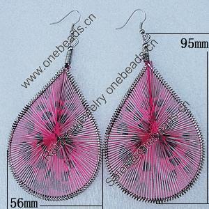 Fashional Earrings, Thread, 95x56mm, Sold by Group