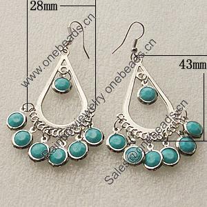 Fashional Earrings, Zinc Alloy, 43x28mm, Sold by Group