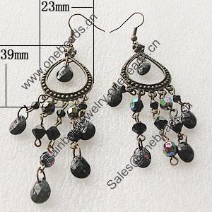 Fashional Earrings, Zinc Alloy, 39x23mm, Sold by Group