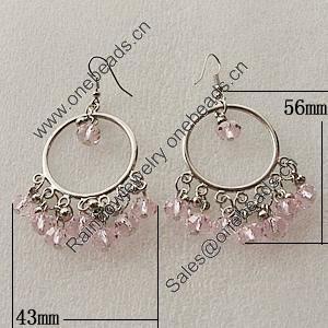 Fashional Earrings, Zinc Alloy, 56x43mm, Sold by Group