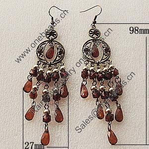 Fashional Earrings, Zinc Alloy, 98x27mm, Sold by Group