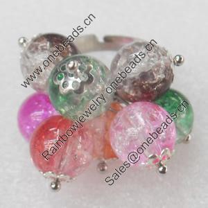 Iron Ring with Glass Beads, Beads:10mm, Ring:18mm inner diameter, Sold by Box