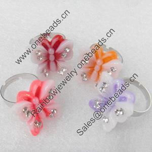 Iron Ring with Resin, 29x33mm, Mix color, Ring:18mm inner diameter, Sold by Box