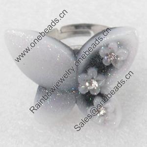 Iron Ring with Resin, 22x23mm, Ring:18mm inner diameter, Sold by Box