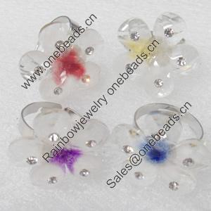 Iron Ring with Acrylic, 27mm, Mix color, Ring:18mm inner diameter, Sold by Box