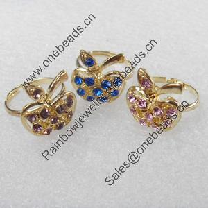 Alloy Ring, 15x16mm, Mix color, Ring:18mm inner diameter, Sold by Box