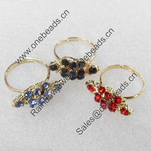 Alloy Ring, 10x20mm, Mix color, Ring:18mm inner diameter, Sold by Box