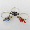 Alloy Ring, 10x20mm, Mix color, Ring:18mm inner diameter, Sold by Box