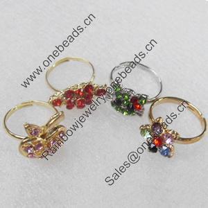 Alloy Ring, 10-20mm, Mix color & Mix style, Ring:18mm inner diameter, Sold by Box