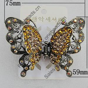  Fashional Hair Clip with Metal Alloy, 75x59mm, Sold by Group 