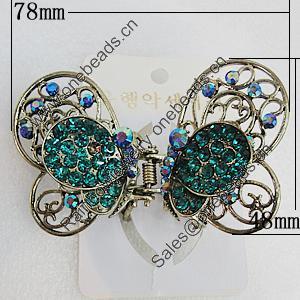 Fashional Hair Clip with Metal Alloy, 78x48mm, Sold by Group 