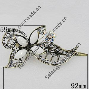  Fashional Hair Clip with Metal Alloy, 92x59mm, Sold by Group 