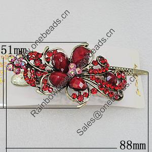  Fashional Hair Clip with Metal Alloy, 88x51mm, Sold by Group 