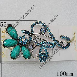  Fashional Hair Clip with Metal Alloy, 100x55mm, Sold by Group 