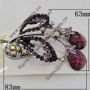  Fashional Hair Clip with Metal Alloy, 83x63mm, Sold by Group 