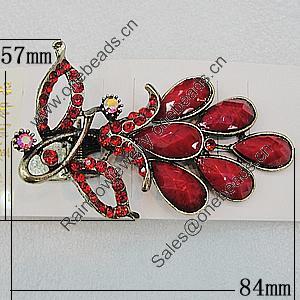  Fashional Hair Clip with Metal Alloy, 84x57mm, Sold by Group 