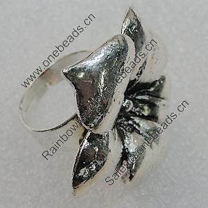 Metal Alloy Finger Rings, Flower 36x33mm, Sold by Group