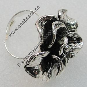Metal Alloy Finger Rings, Flower 22mm, Sold by Group