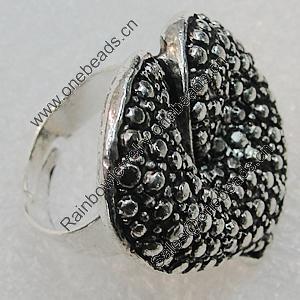 Metal Alloy Finger Rings, Heart 30x27mm, Sold by Group