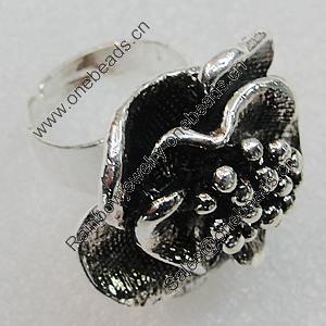 Metal Alloy Finger Rings, Flower 30mm, Sold by Group