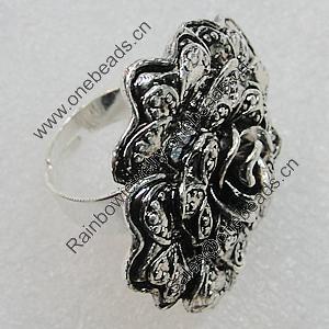 Metal Alloy Finger Rings, Flower 34mm, Sold by Group