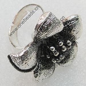 Metal Alloy Finger Rings, Flower 31mm, Sold by Group