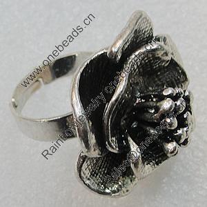 Metal Alloy Finger Rings, Flower 30mm, Sold by Group