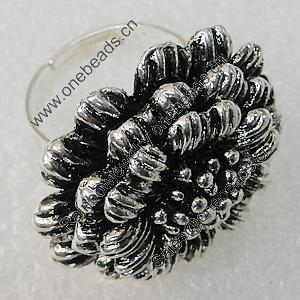 Metal Alloy Finger Rings, Flower 28mm, Sold by Group