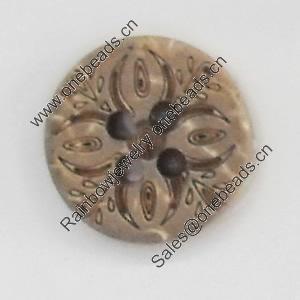 Coconut Shell Button, 18mm, Hole:Approx 2mm, Sold by Bag