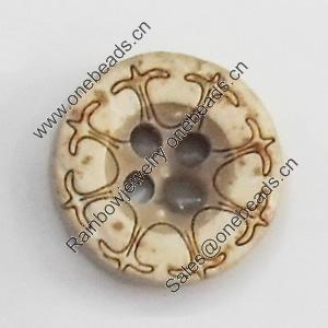 Coconut Shell Button, 15mm, Hole:Approx 2mm, Sold by Bag