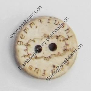 Coconut Shell Button, 12mm, Hole:Approx 2mm, Sold by Bag