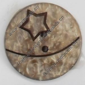 Coconut Shell Button, 30mm, Hole:Approx 2mm, Sold by Bag