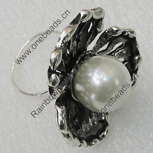 Metal Alloy Finger Rings, Flower 35mm, Sold by Group