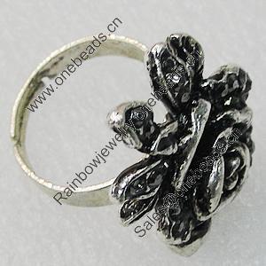 Metal Alloy Finger Rings, Flower 29x20mm, Sold by Group