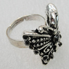 Metal Alloy Finger Rings, Butterfly 24x21mm, Sold by Group