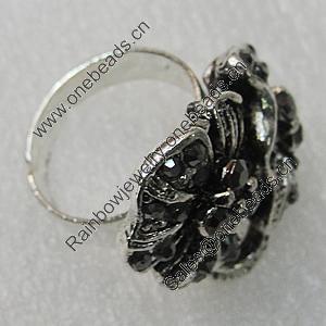 Metal Alloy Finger Rings, Flower 29x23mm, Sold by Group