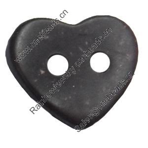 Coconut Shell Button, Heart, 18mm, Hole:Approx 2mm, Sold by Bag