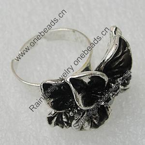 Metal Alloy Finger Rings, Flower 25x19mm, Sold by Group