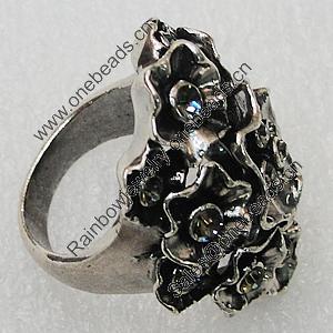 Metal Alloy Finger Rings, Flower 32x26mm, Sold by Group