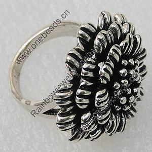 Metal Alloy Finger Rings, Flower 28mm, Sold by Group