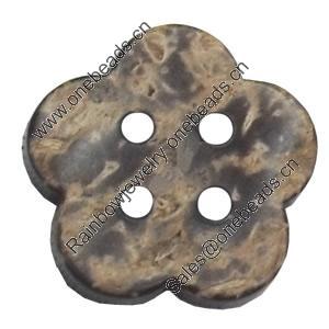 Coconut Shell Button, Flower, 19mm, Hole:Approx 2mm, Sold by Bag