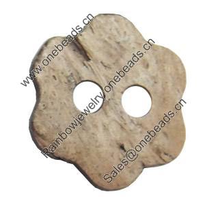 Coconut Shell Button, Flower, 27mm, Hole:Approx 2mm, Sold by Bag