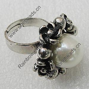 Metal Alloy Finger Rings, Flower 25mm, Sold by Group