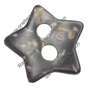 Coconut Shell Button, Star, 21mm, Hole:Approx 2mm, Sold by Bag