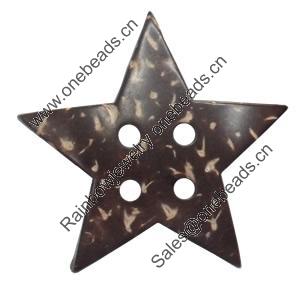 Coconut Shell Button, Star, 40mm, Hole:Approx 2mm, Sold by Bag
