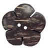 Coconut Shell Button, Flower, 30mm, Hole:Approx 2mm, Sold by Bag