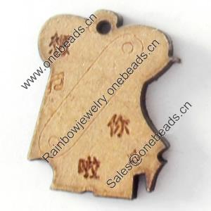 Wood Pendant, 19x27mm, Hole:Approx 2mm, Sold by Bag