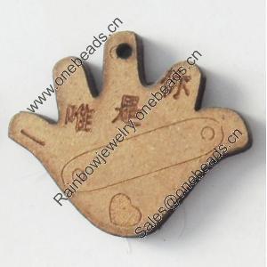 Wood Pendant, 31x26mm, Hole:Approx 2mm, Sold by Bag